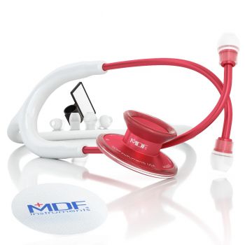 MDF® Acoustica® Lightweight Dual Head Stethoscope - Matte White and Red