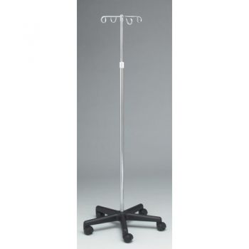 Stand - IV Pole, 2 Hook, 5 Caster, Adjust 47" - 84"