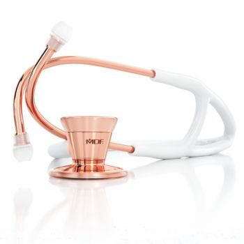 Rose Gold and White Classic Cardiology Stethoscope for Adult Patients